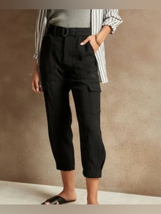 Banana Republic Pants - Banana Republic Slim-Fit Drapey Twill Utility Cargo Pant Black | Size 4